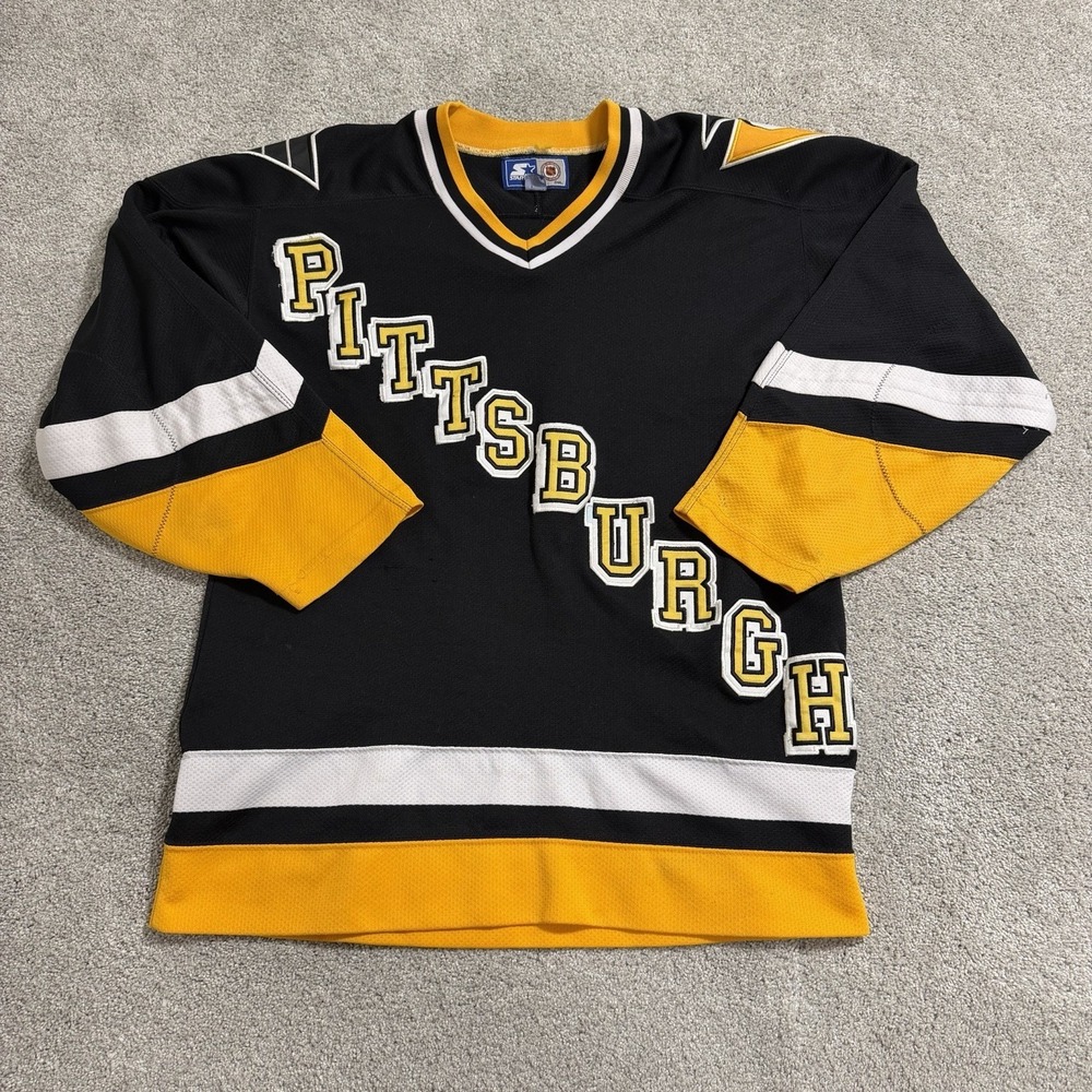Vintage Starter Pittsburgh Penguins Jersey Mens Sz M Black 90s‎ NHL Hockey Blank